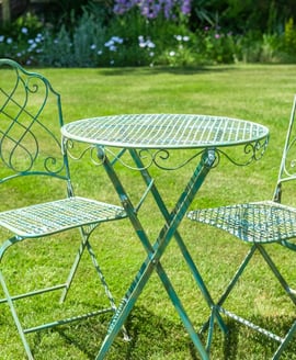 Abbotsbury Antiqued Green Metal Garden Bistro Set