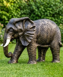 Standing Elephant Garden Ornament in Bronze