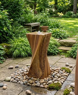 Chubby Twisted Column Sandstone Water Feature