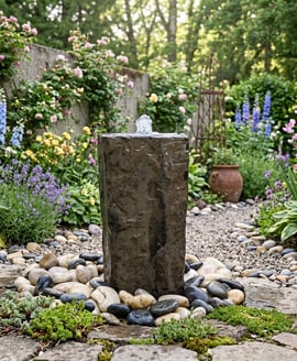Drilled Basalt Column Water Feature 60cm