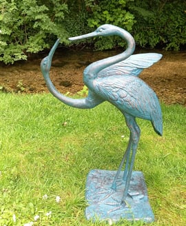 Love Cranes Bronzed Garden Ornaments Medium