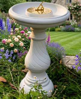 Swirl Stone Sundial in White