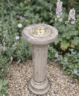 Brass Sundial on Brighton Stone Garden Pedestal