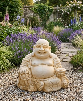 Large Jolly Buddha Garden Ornament in Sandstone