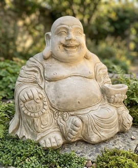 Medium Jolly Buddha Garden Ornament in Stone