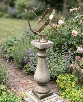Large Armillary on Baluster Stone Garden Pedestal