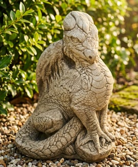 Proud Hatchling Dragon Stone Garden Ornament in Stone