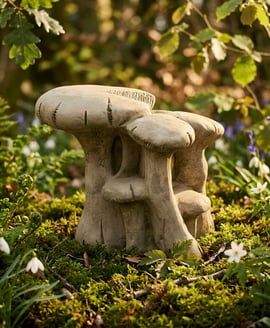 Large Mushroom Family Garden Ornament in Stone