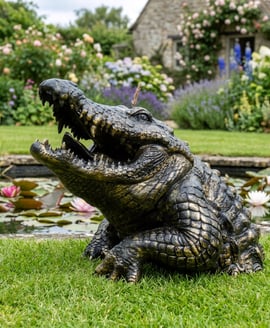 Half Alligator Metal Garden Ornament