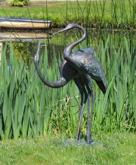 Small Love Cranes Metal Garden Ornament