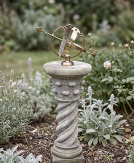 Medium Armillary on Roman Stone Garden Pedestal